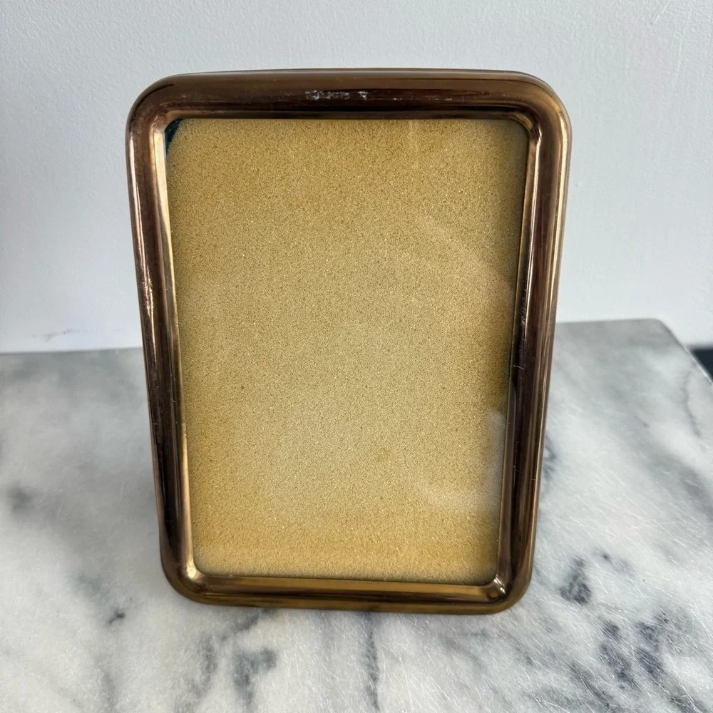 Vintage | Brass Gold Picture Frame Simple Sleek MCM Neutral Shelf Decor Modern